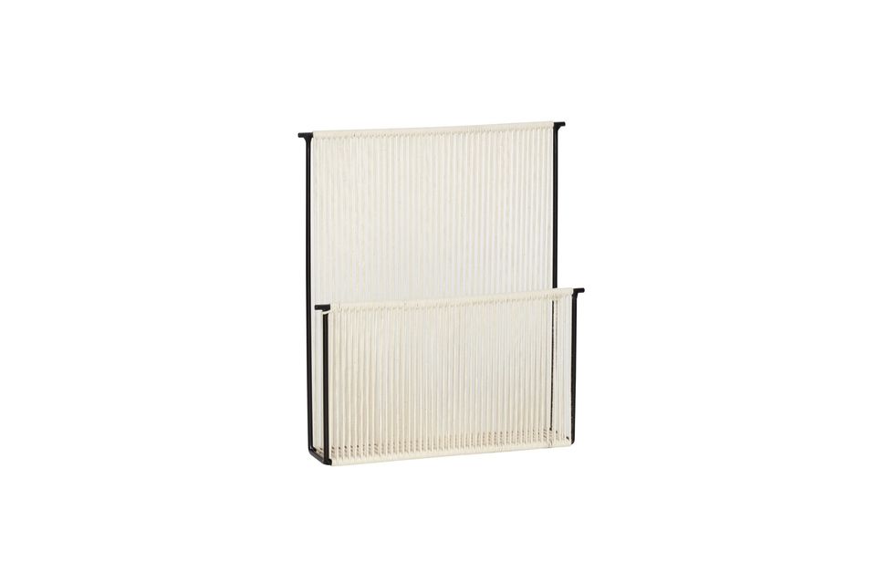 Magazine rack in cotton and black iron String Hübsch