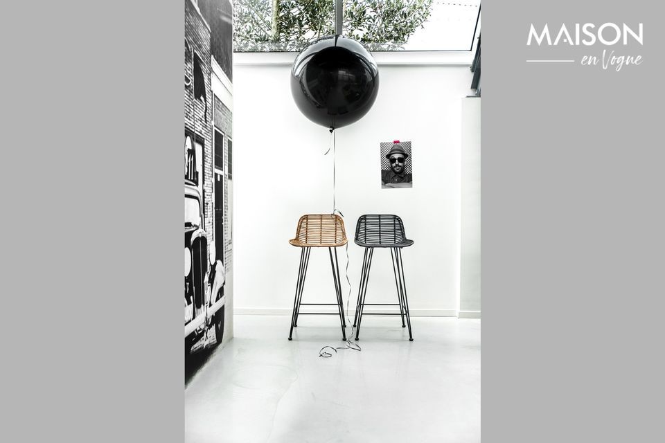 Marey bar stool in black rattan 