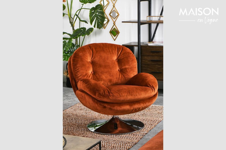 Memento Fox brown velvet armchair Athezza