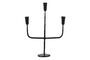 Miniature Metal candle holder with 3 black candles Sean Clipped