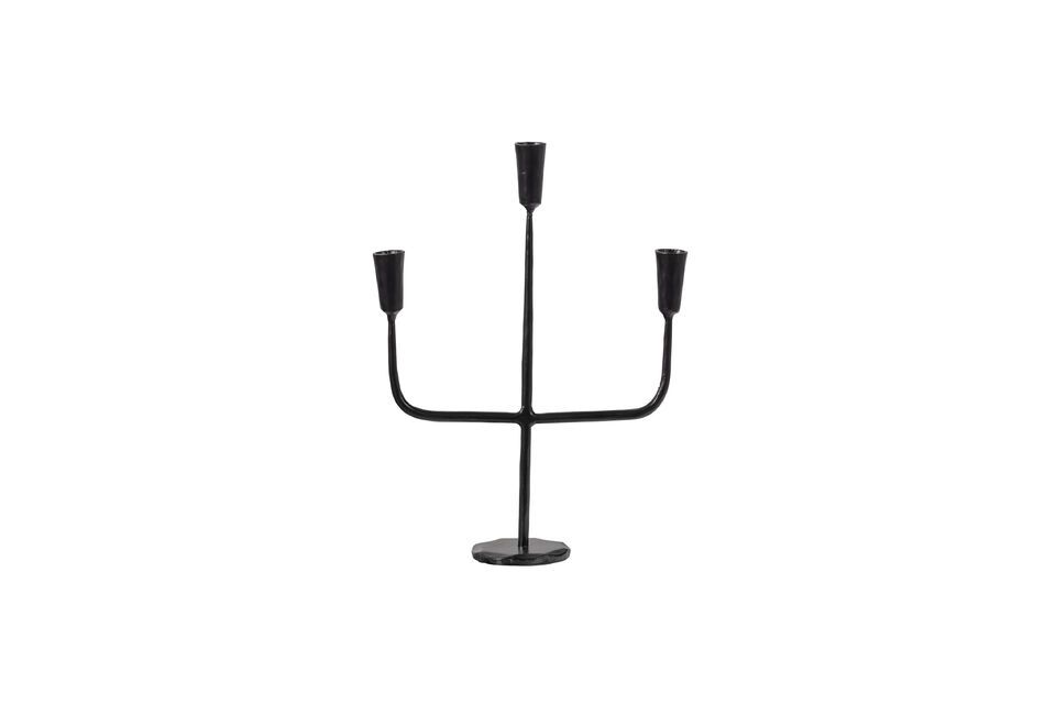 Metal candle holder with 3 black candles Sean Woood