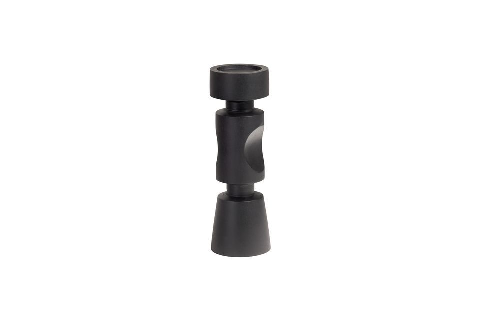 Midi black mango wood candlestick Woood