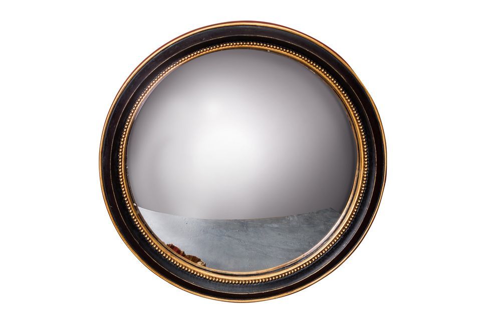 Chehoma\'s Mirabeau convex mirror proposes you to opt for sobriety with its black painted resin