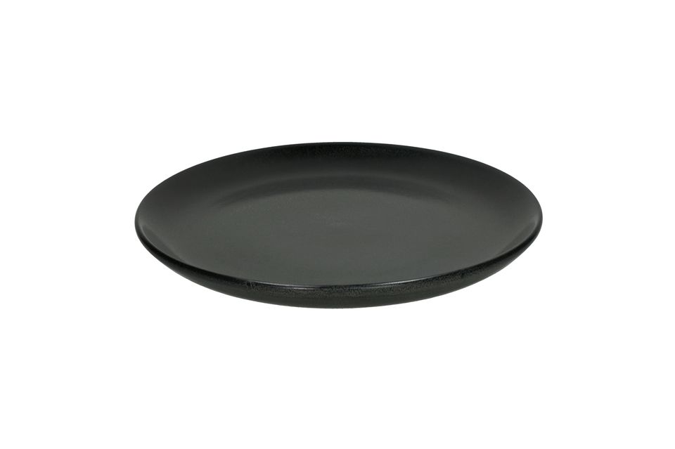 Dessert plate, in dark grey stoneware, 22 cm diameter, with rim, to accommodate gourmet desserts