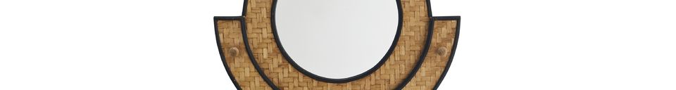 Material Details Mirror with 5 hooks in beige bamboo Real