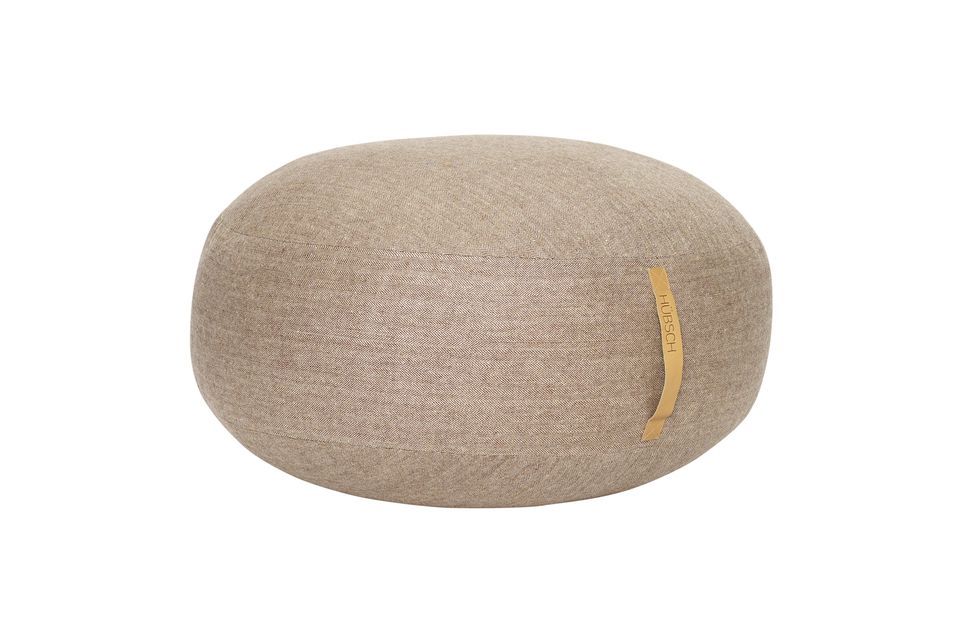 Mochi brown wool pouf Hübsch