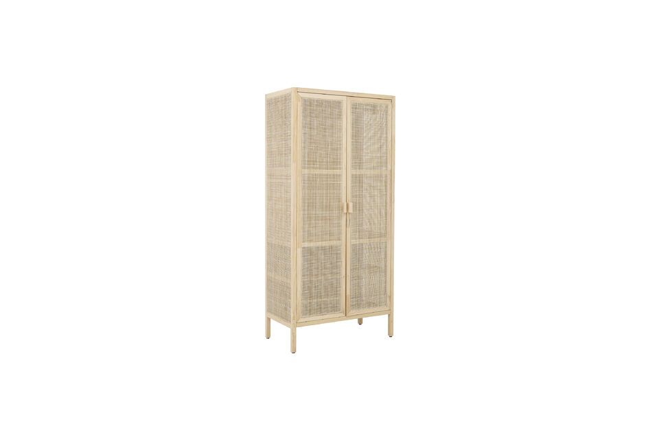 The doors embellished with a cane veil add an ethnic touch to this piece