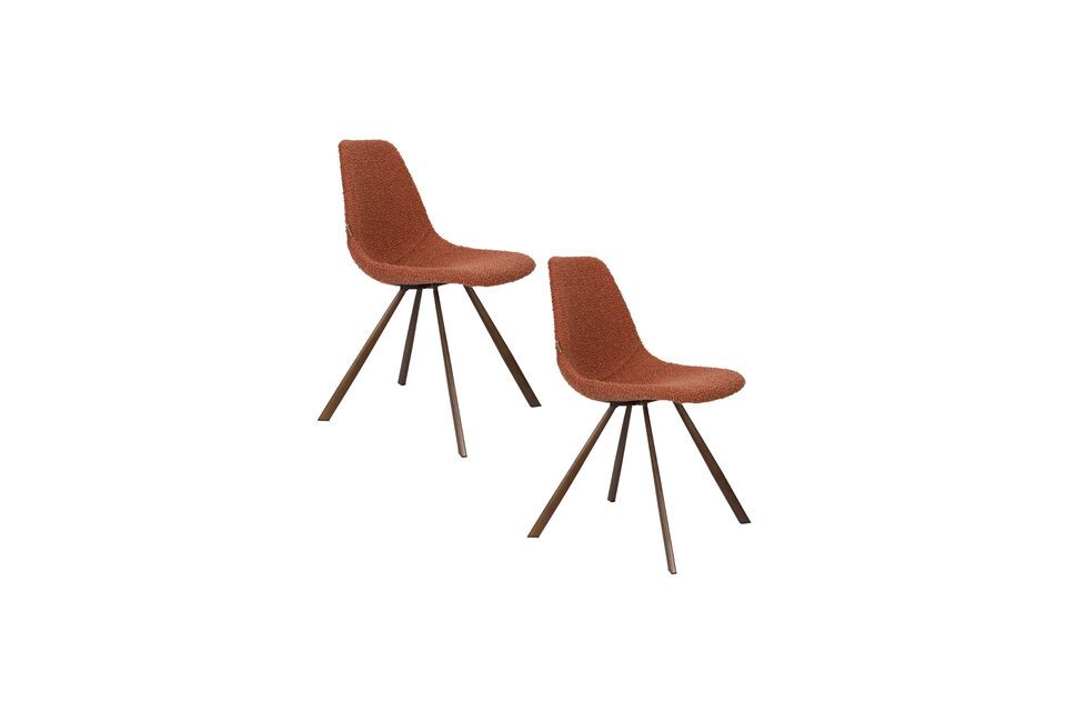 Ochre boucle fabric chair Franky - 9
