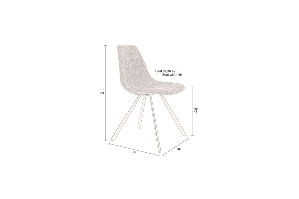 Ochre boucle fabric chair Franky - 10