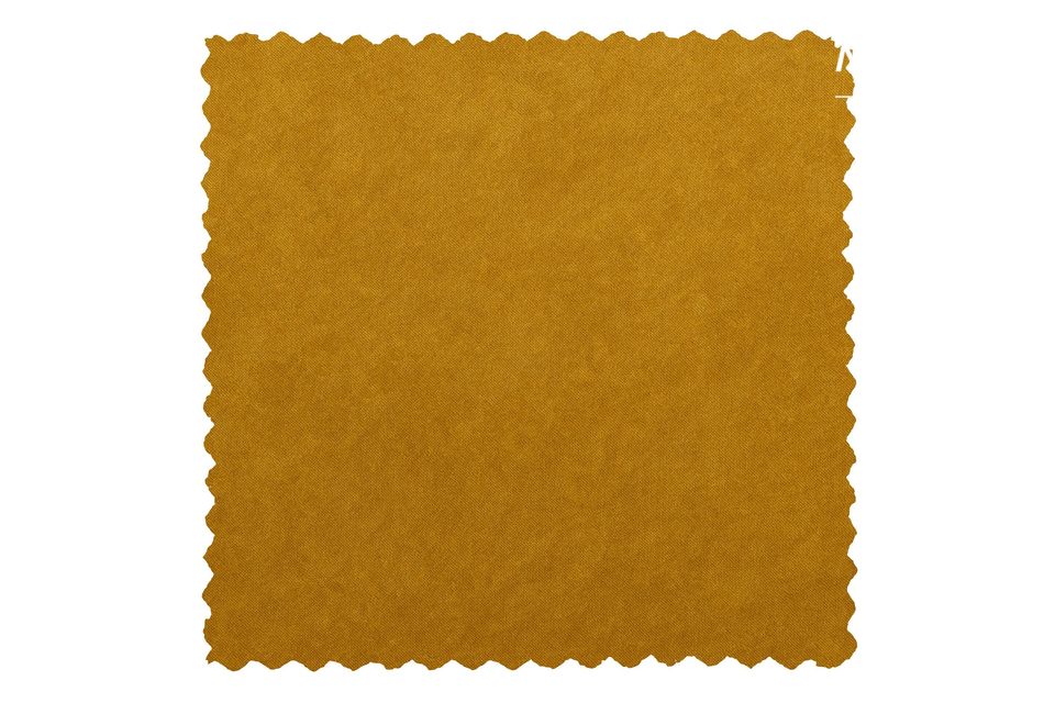 Rocco footrest, ochre velvet and wood, practical and resistant