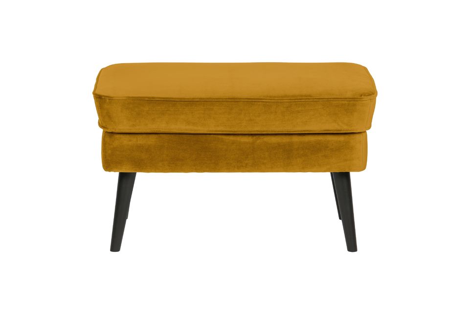 Ochre velvet footrest Rocco Woood