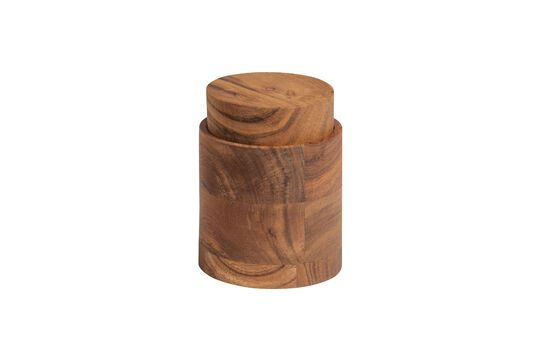 Opal beige acacia wood pot with lid Clipped