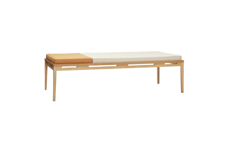 Orange and white fabric 3-seater bench Amber Hübsch