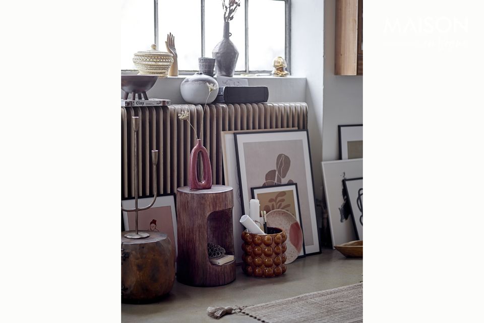 Stoneware decorative vase for dried flowers with a lovely brown glaze