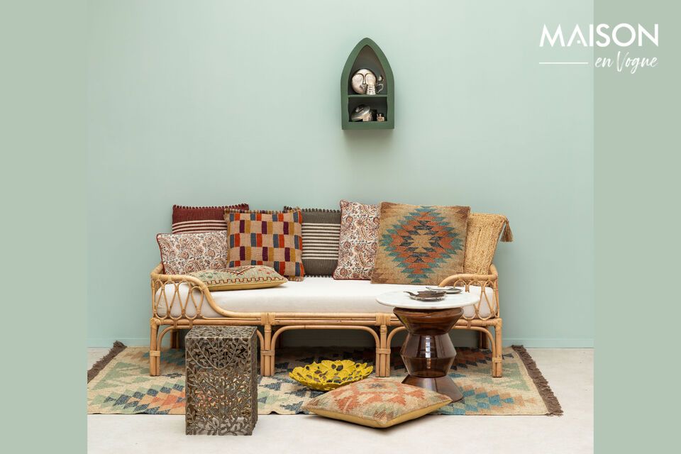 Natural comfort and elegance with our rattan bench.