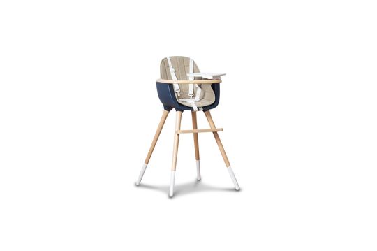 OVO blue high chair with beige seat Clipped