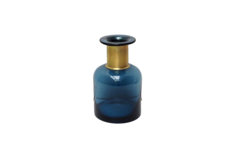 Pharmacie blue bottle vase with golden neck Chehoma