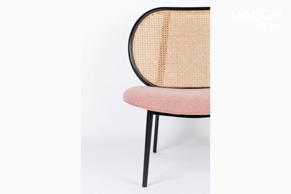 Pink Armchair with Rattan Spike - 10
