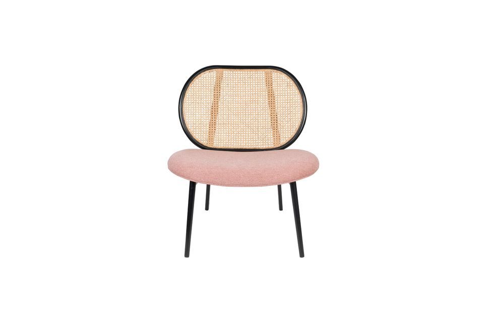 Pink Armchair with Rattan Spike - 5