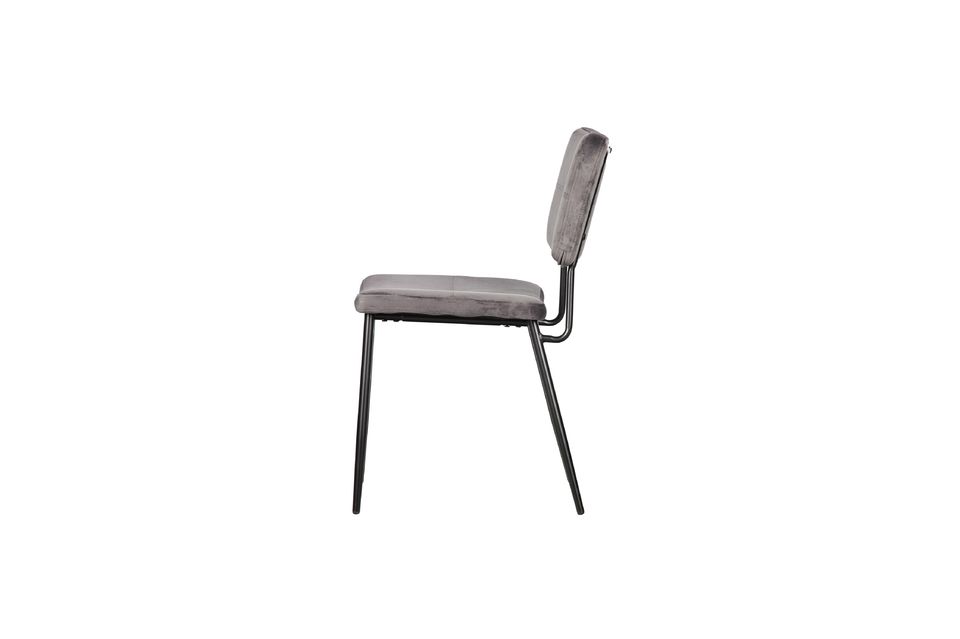 It is a practical and modern chair with solid velvet fabric upholstery (100% polyester) in