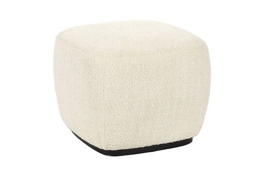 Porterville white bouclé fabric pouffe