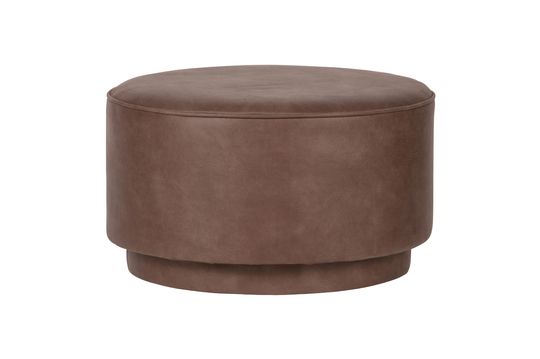 Pouf with brown leather finishing Coffee Clipped