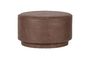 Miniature Pouf with brown leather finishing Coffee Clipped