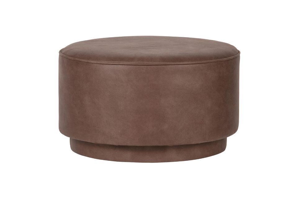 Pouf with brown leather finishing Coffee Vtwonen