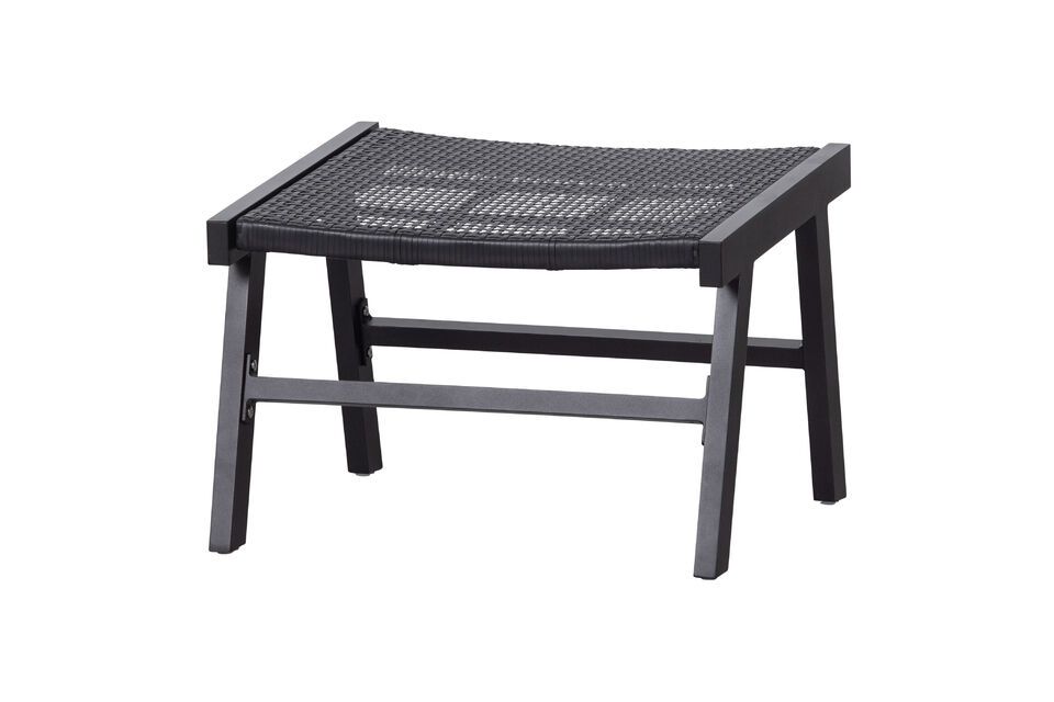 Puk black aluminum stool Woood