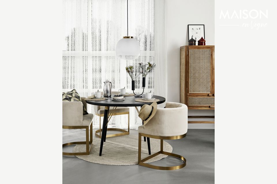 Pulligny Black and gold round wooden dining table Nordal