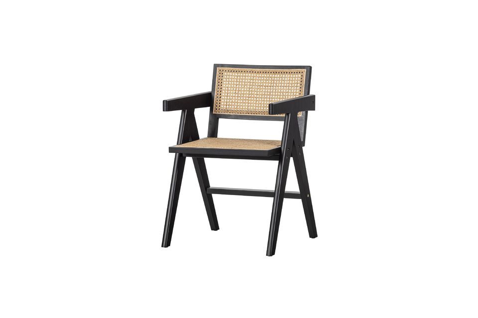 Rattan and black wood chair Gunn Woood