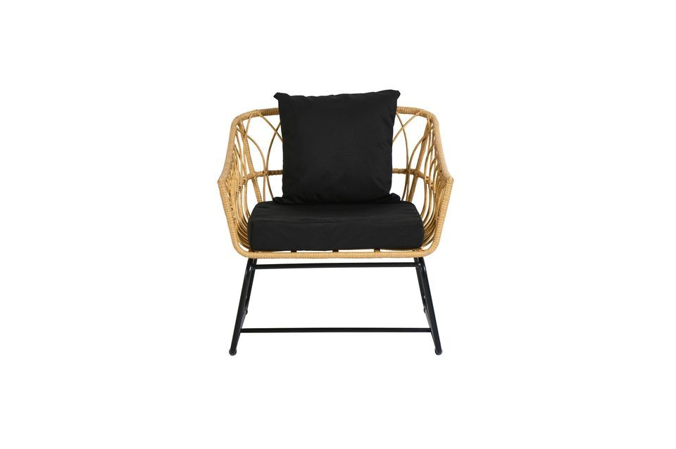 A rattan armchair with a comfortable seat