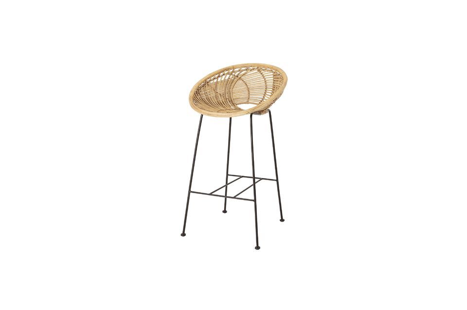 Rattan and iron bar stool, with a very comfortable seat