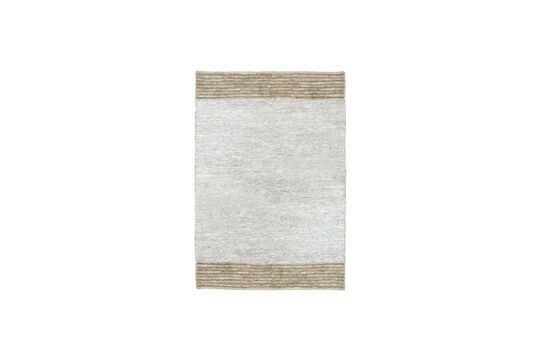 Raw grey recycled leather and jute rug Clipped