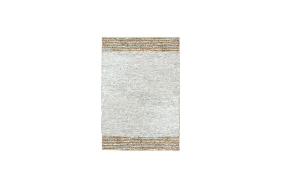 Raw grey recycled leather and jute rug Pomax