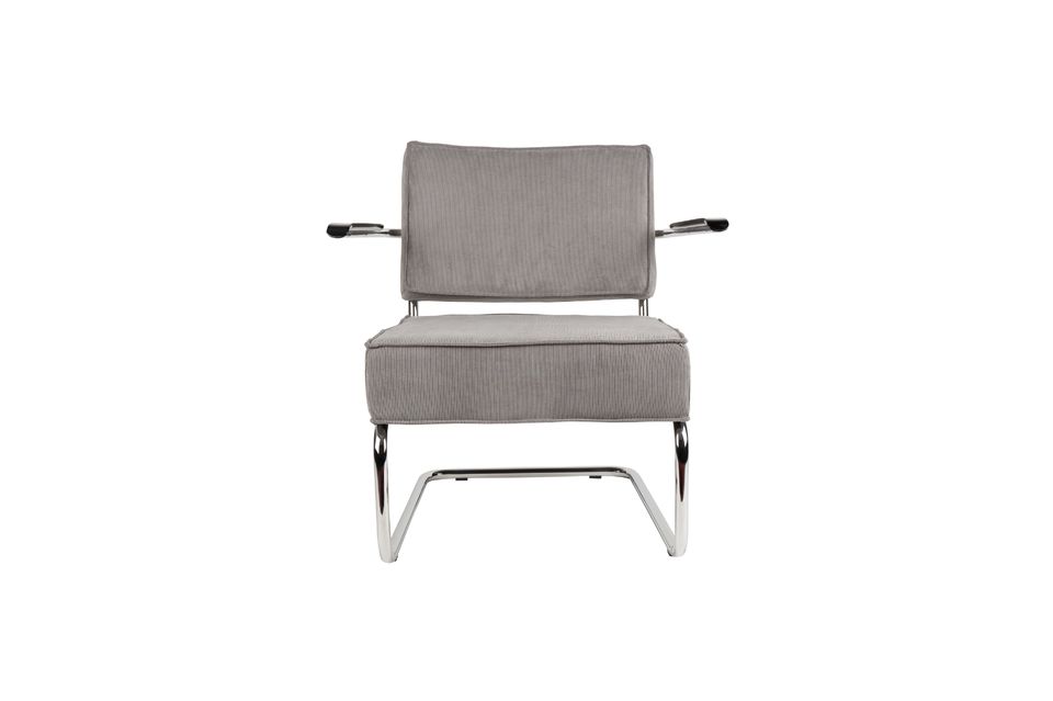 Ridge Rib Lounge Chair with armrests in cool grey colour - 9