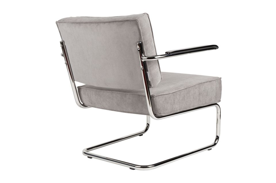 Ridge Rib Lounge Chair with armrests in cool grey colour - 10