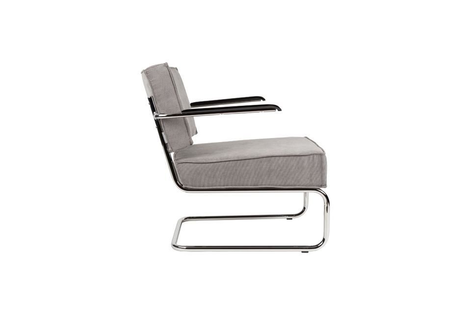Ridge Rib Lounge Chair with armrests in cool grey colour - 11