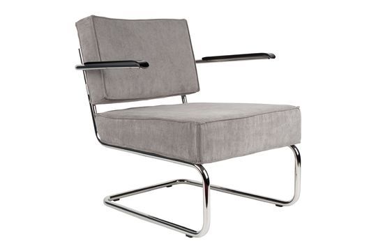 Ridge Rib Lounge Chair with armrests in cool grey colour Clipped