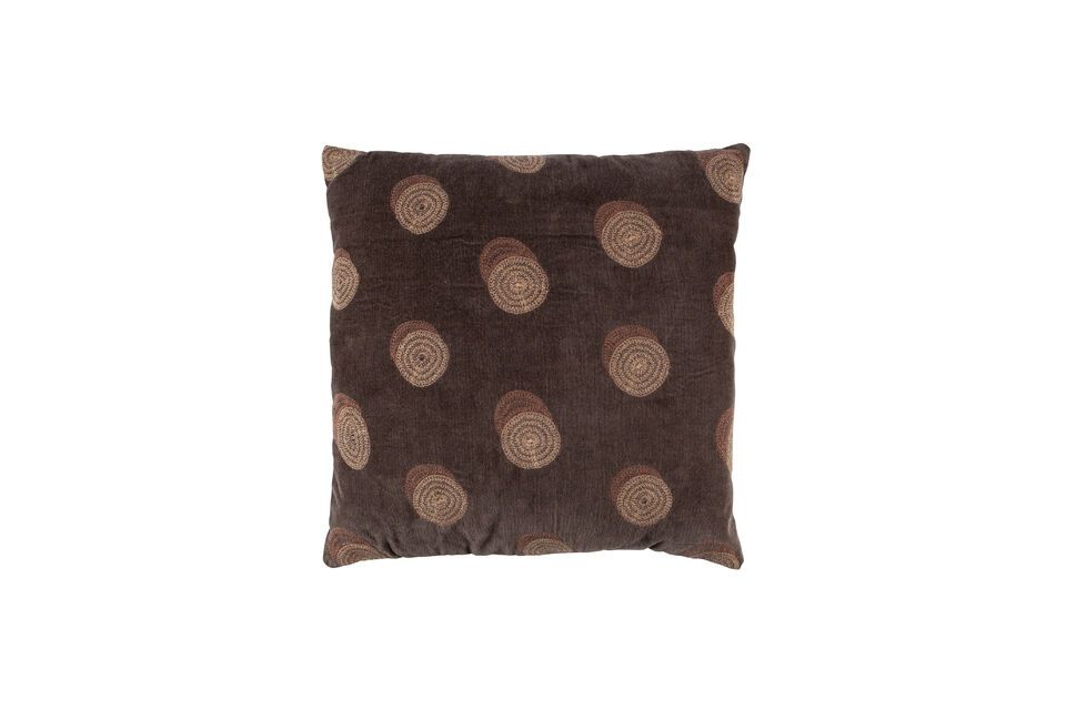 Riv brown velvet cushion Woood