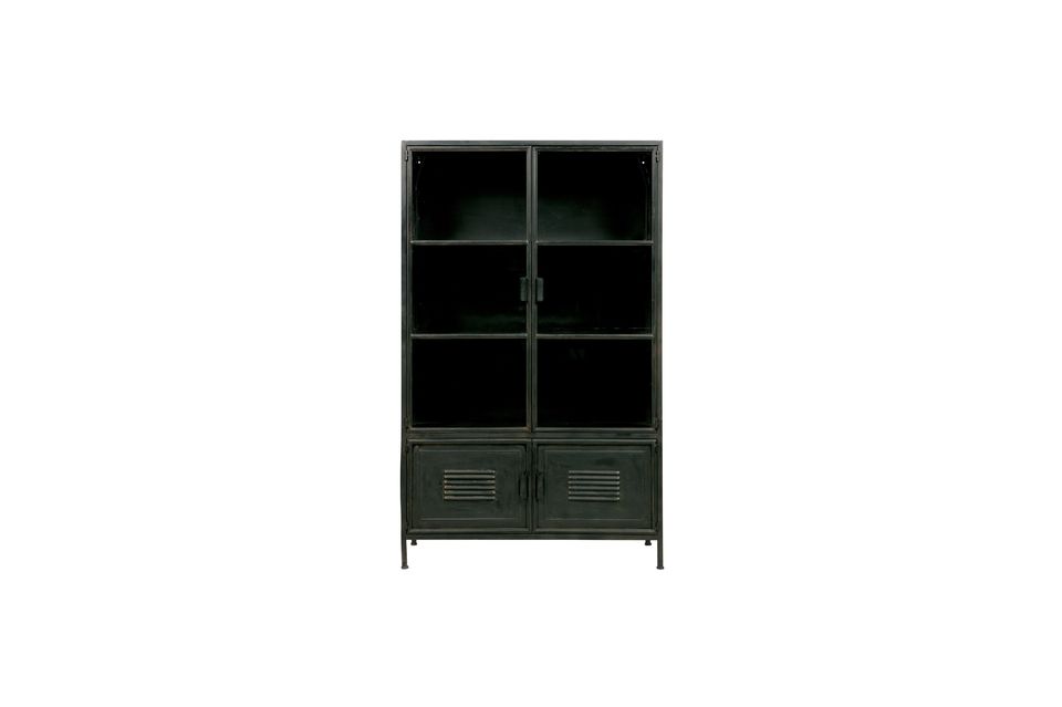 Ronja black metal cabinet Woood - 167cm | Maison en Vogue