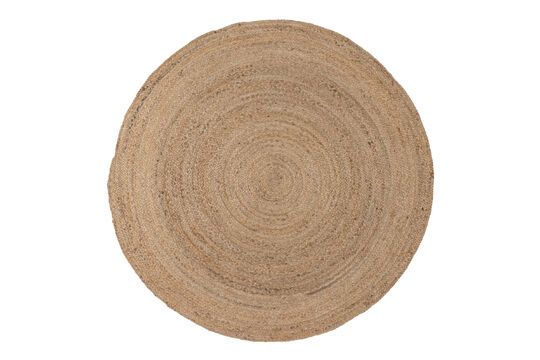 Round jute fabric carpet beige Ross Clipped