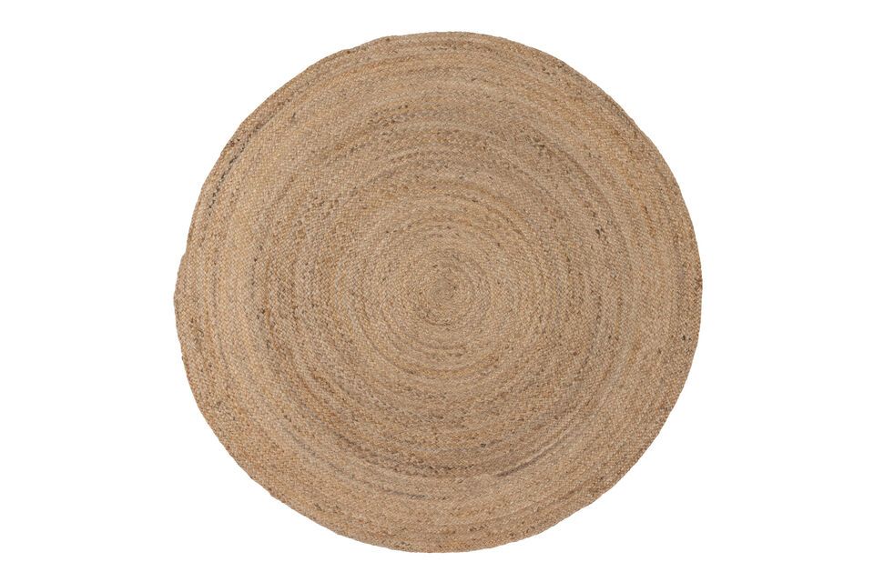 Round jute fabric carpet beige Ross Woood