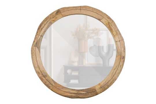 Round mirror in mango wood Rion Clipped