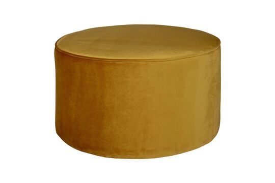 Round ochre velvet pouffe Sara Clipped