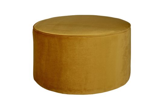 Round ochre velvet pouffe Sara