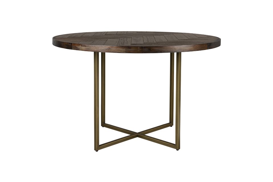 Round table in brown wood Class Dutch Bone