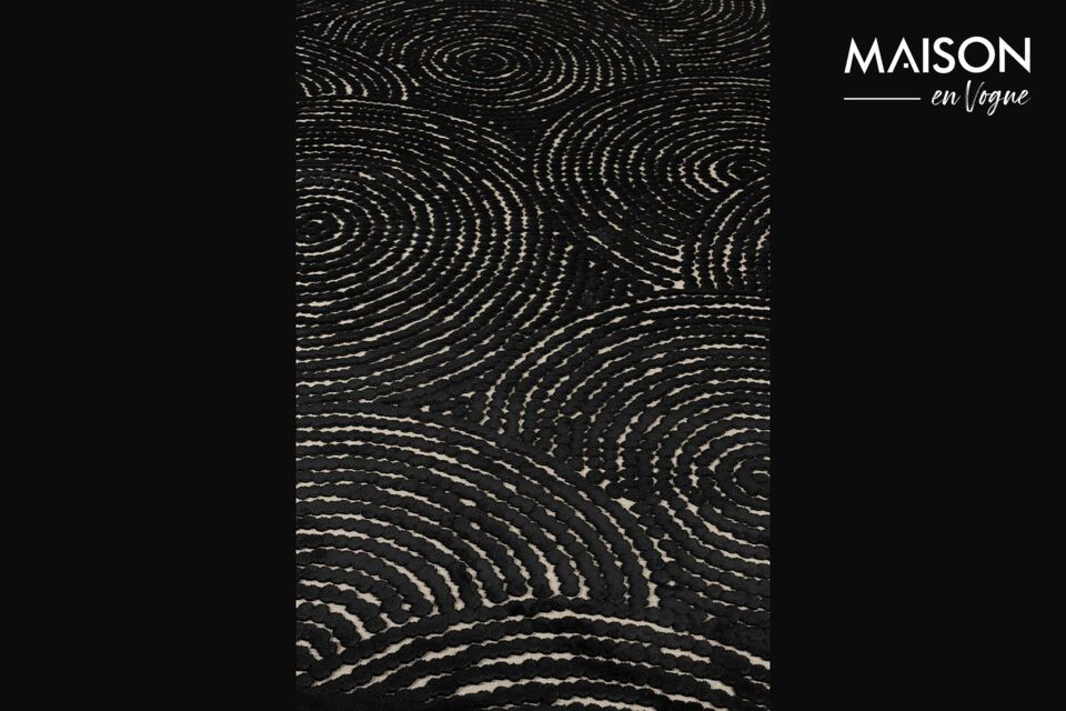 Introduce the timeless elegance of the Dots 240x170 cm black fabric rug