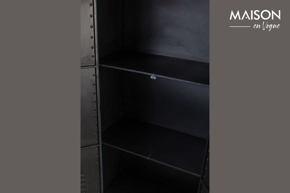 This cabinet has been designed in metal with two high handles allowing it to open onto two fixed