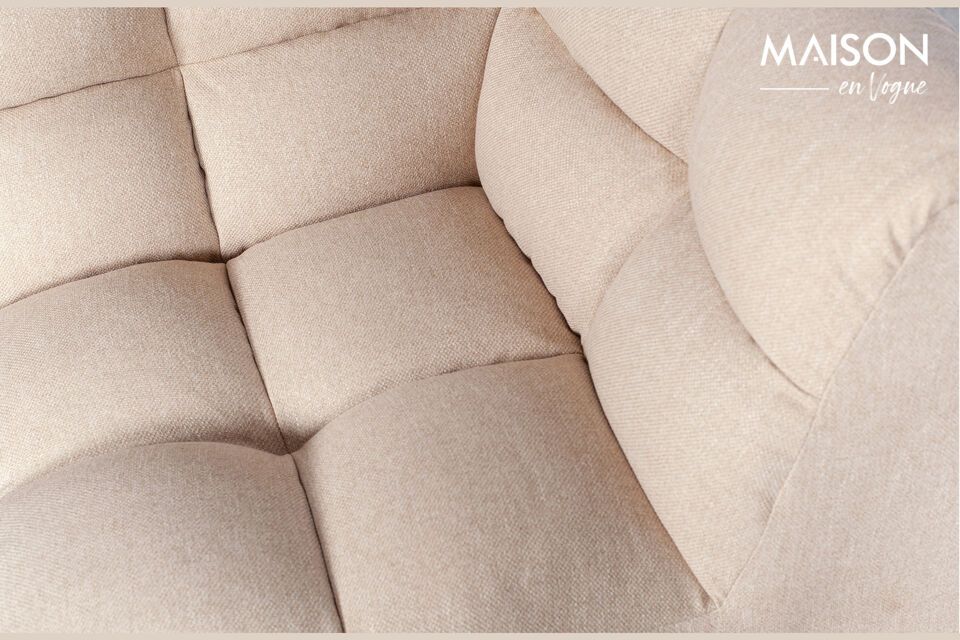 The modern upholstery sewn into the seat and back